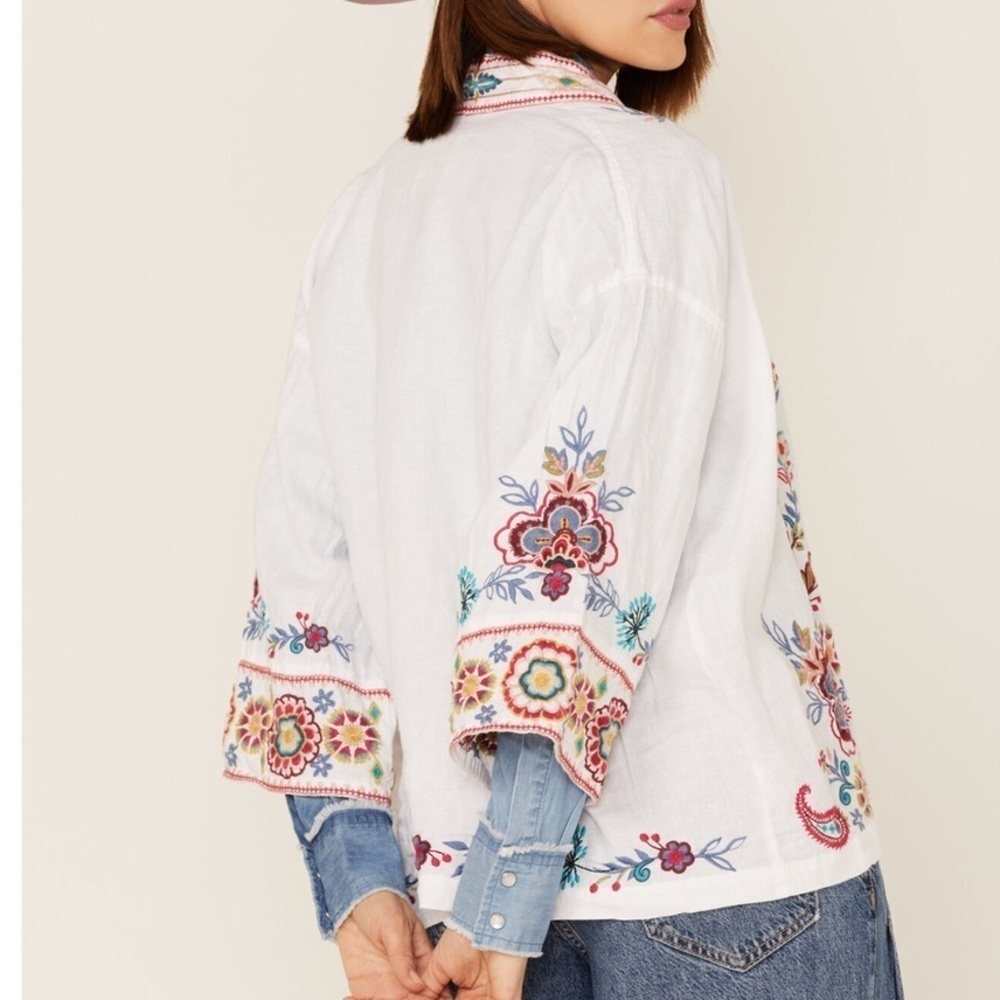 JOHNNY WAS SICILIA EMBROIDERED LINEN KIMONO NWT - Picture 7 of 11